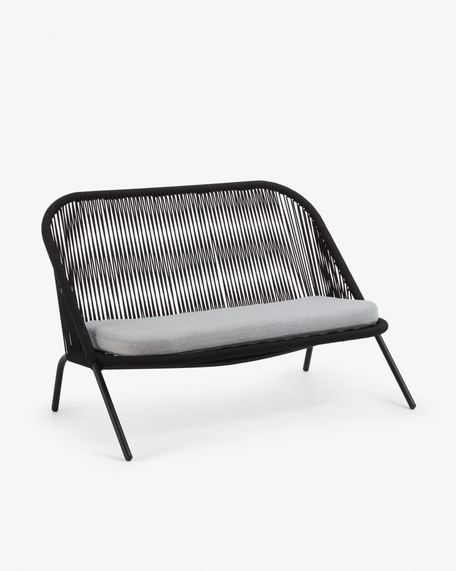 Shann 2 seater sofa in black cord, 121 cm