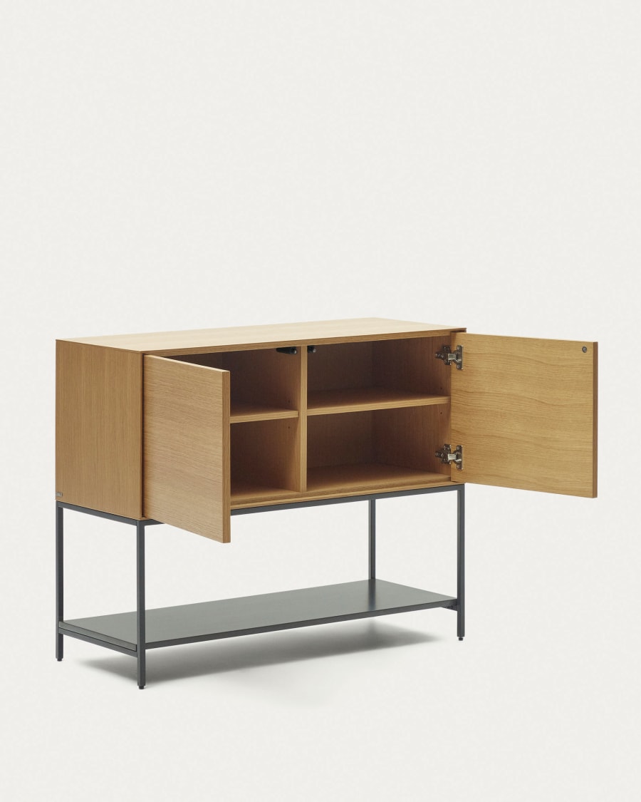 Vedrana 2 door sideboard in oak veneer with steel legs, 97.5 x 80 cm