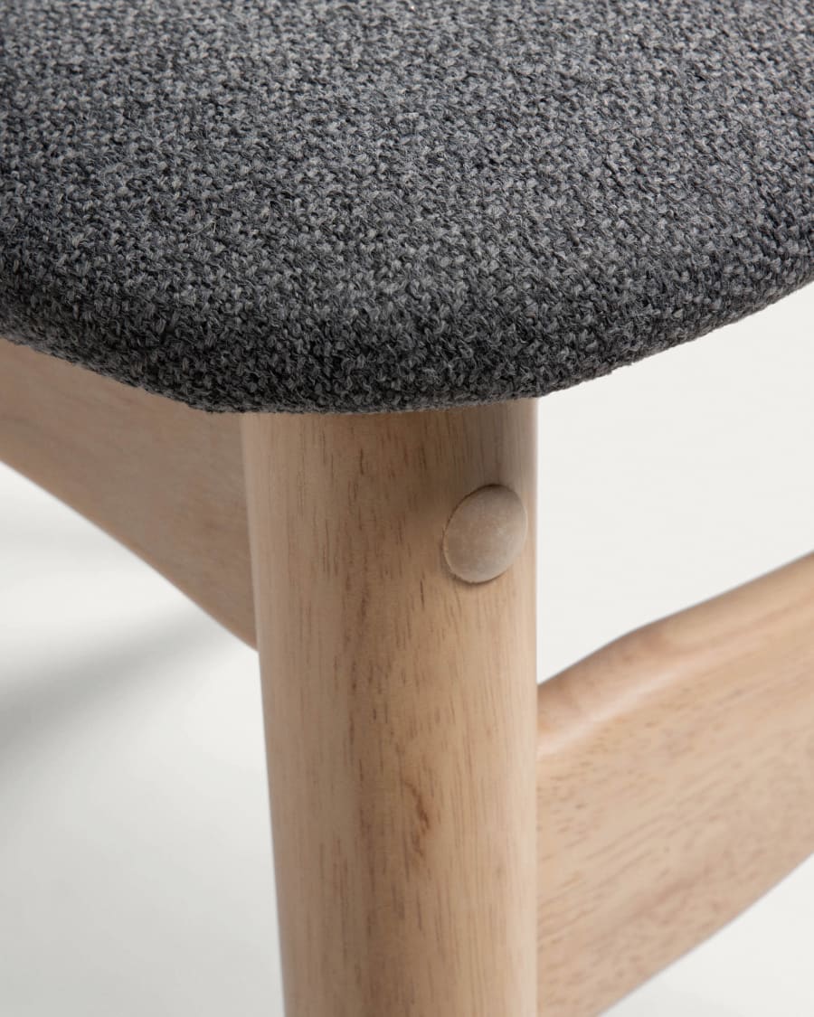 Dark grey Nayme chair made from ash veneer and solid cork wood legs