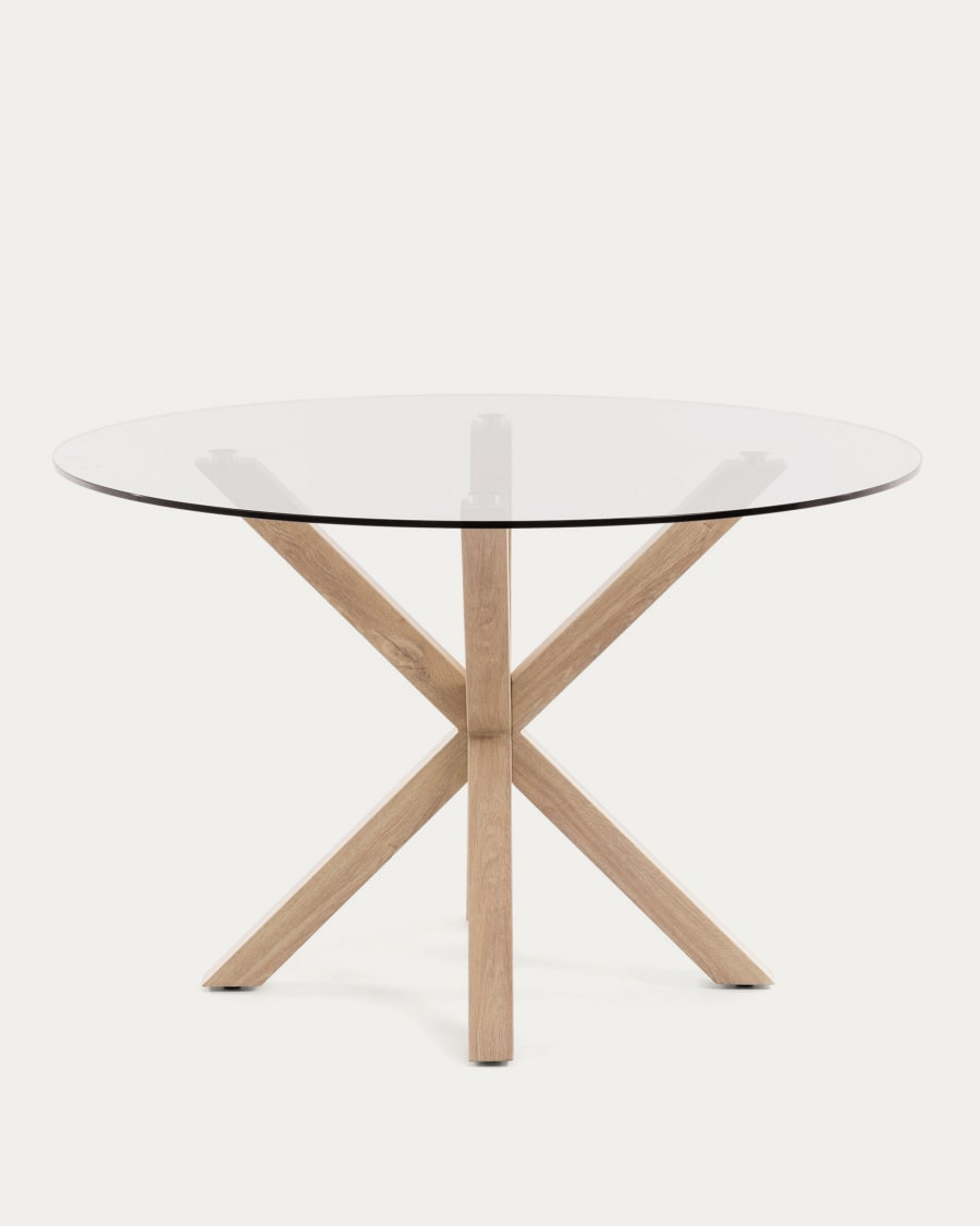 Round glass coffee table 2025 with wooden legs