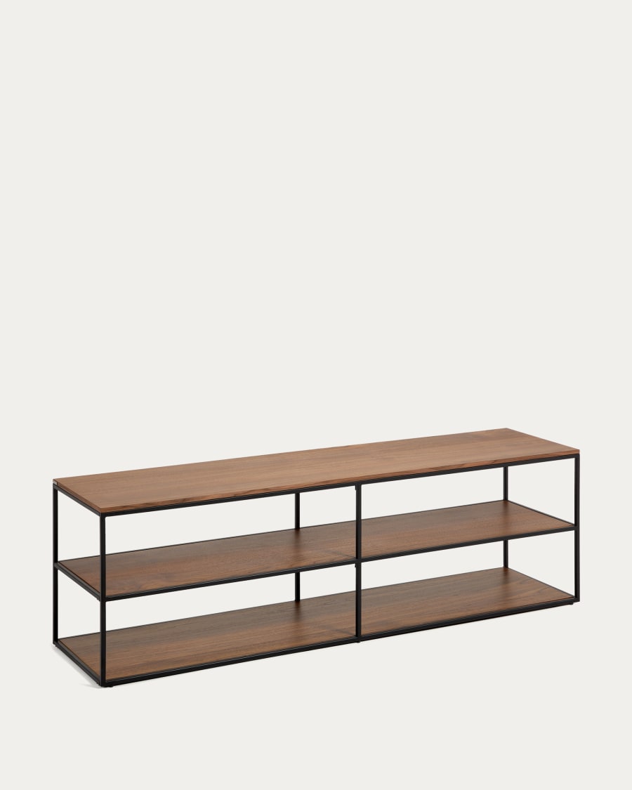 Dark wood and black on sale metal tv stand
