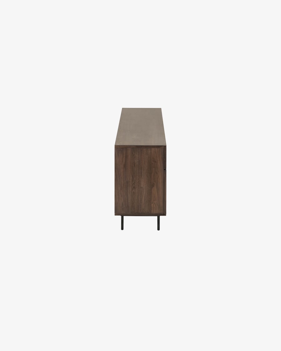 Cutt American walnut veneer sideboard w/ 2 doors, 2 drawers & black steel, 180 x 73 cm
