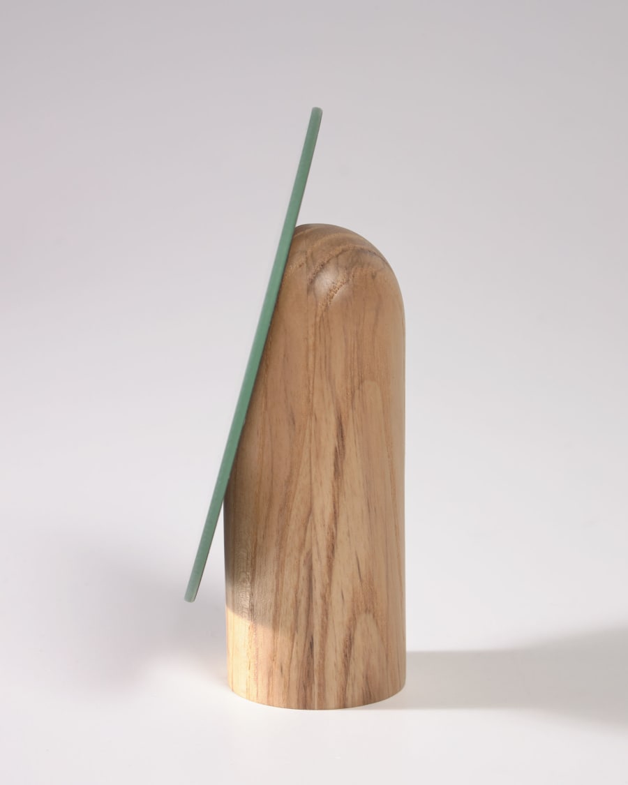 Veida mirror with natural wooden stand