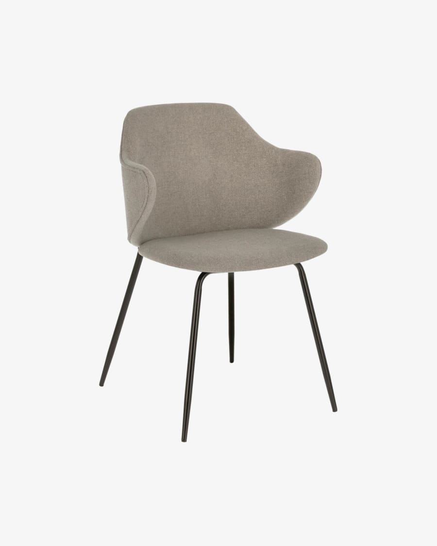 Suanne beige chair with steel legs with black finish