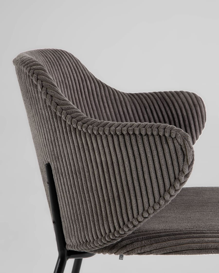 Suanne chair in grey wide seam corduroy with steel legs with black finish