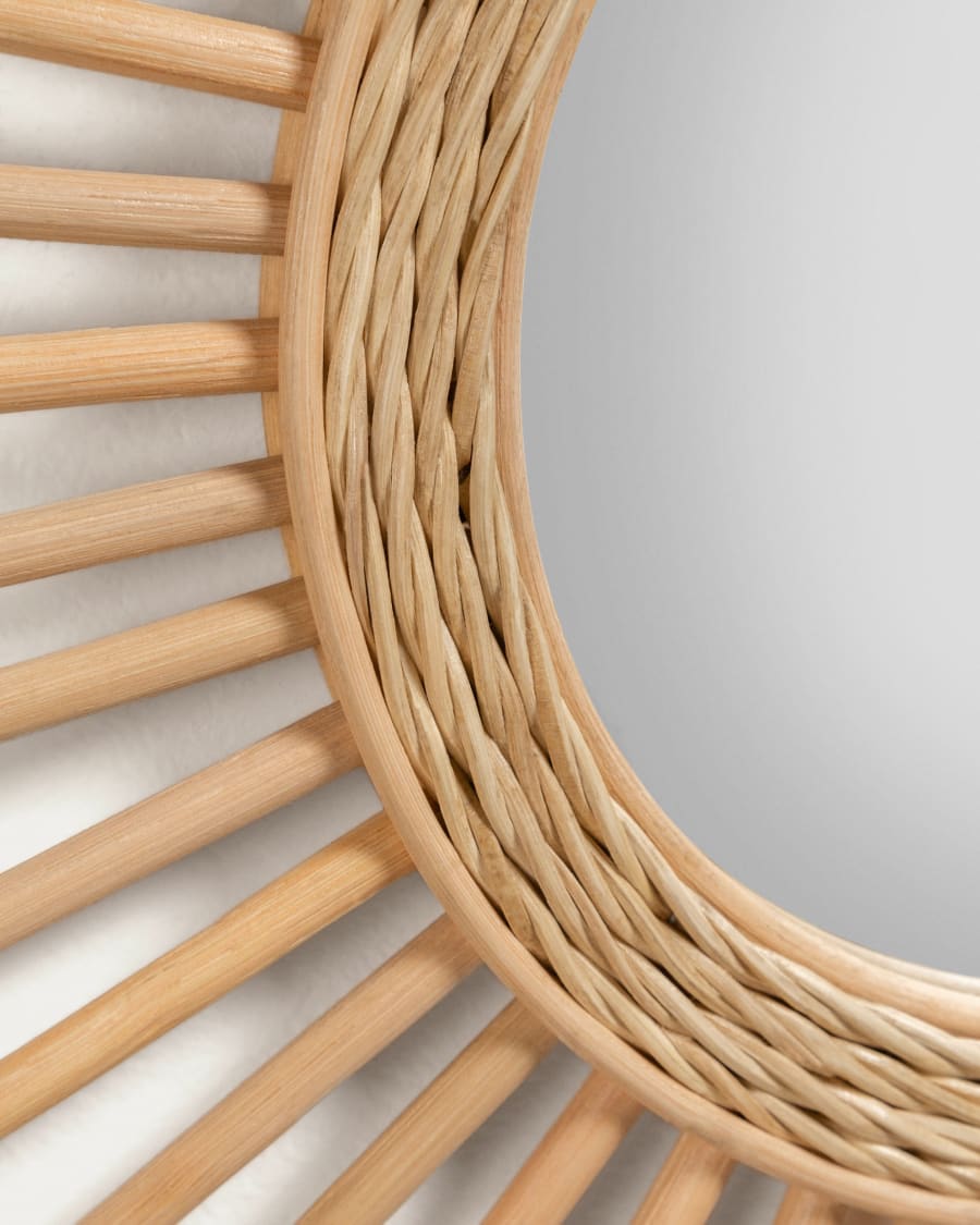 Marelli natural rattan mirror, Ø 60 cm