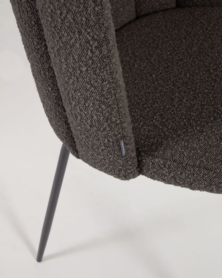 Aniela chair in black bouclé and metal with black finish FR