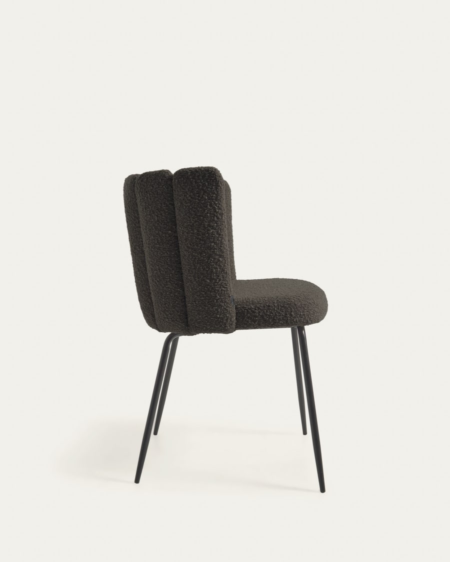 Aniela chair in black bouclé and metal with black finish FR