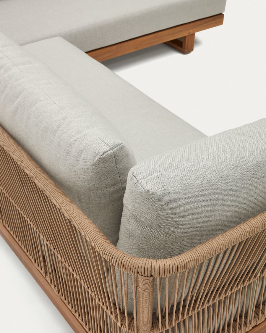 Raco 5 seater corner sofa and coffee table, made from solid acacia wood