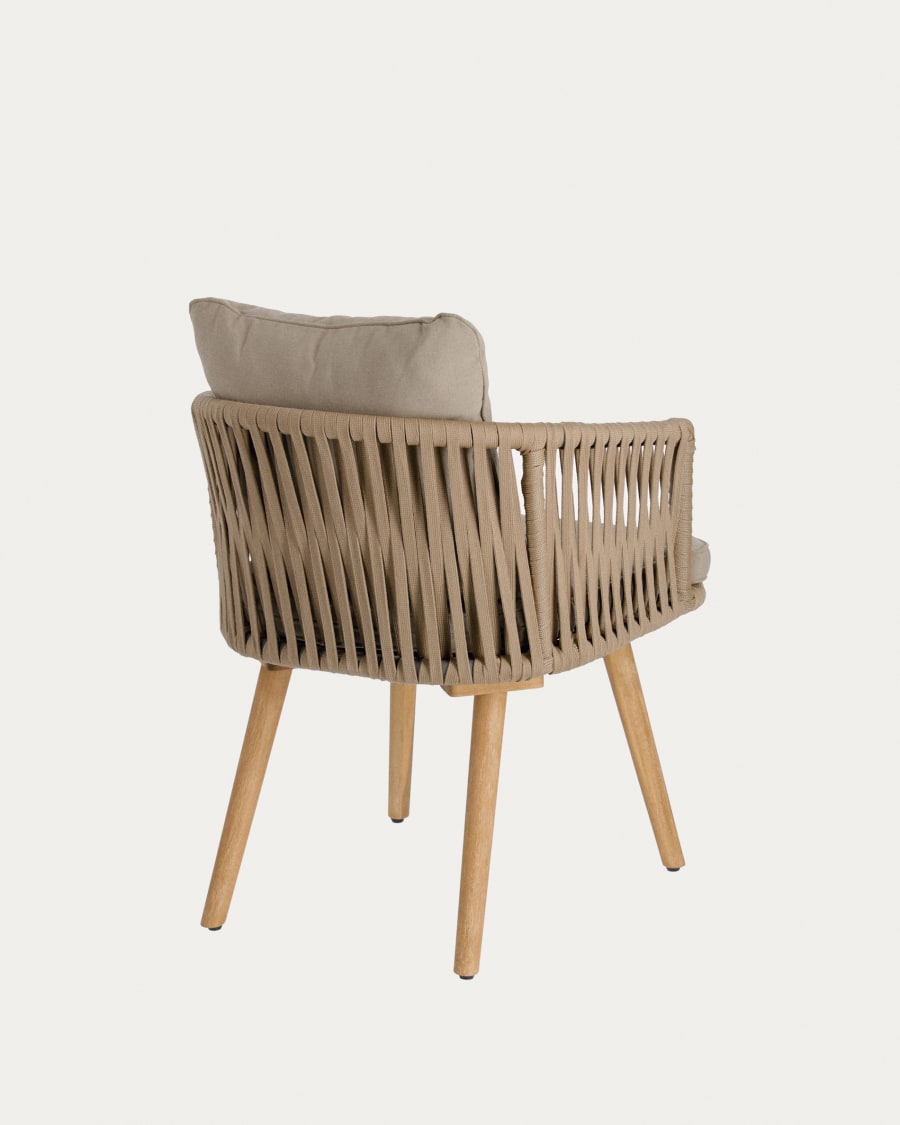 Hemlice chair in beige rope with solid acacia legs FSC 100%