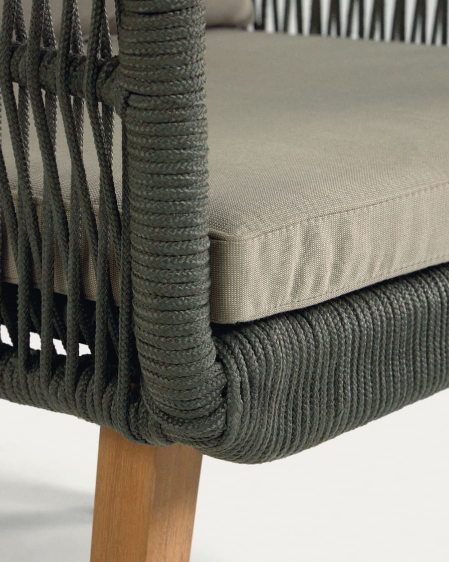 Set Inti 2-Sitzer Sofa und 2 Stühle mit grünem Seil FSC 100%