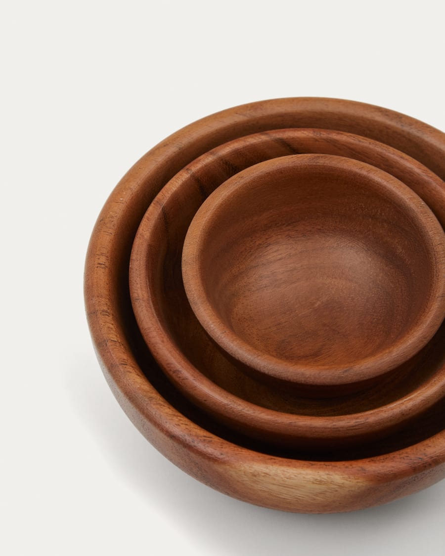 Selvira set of 3 acacia wood bowls