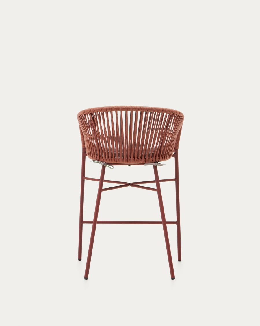 Yanet stool made from terracotta cord and galvanised steel, height 65 cm