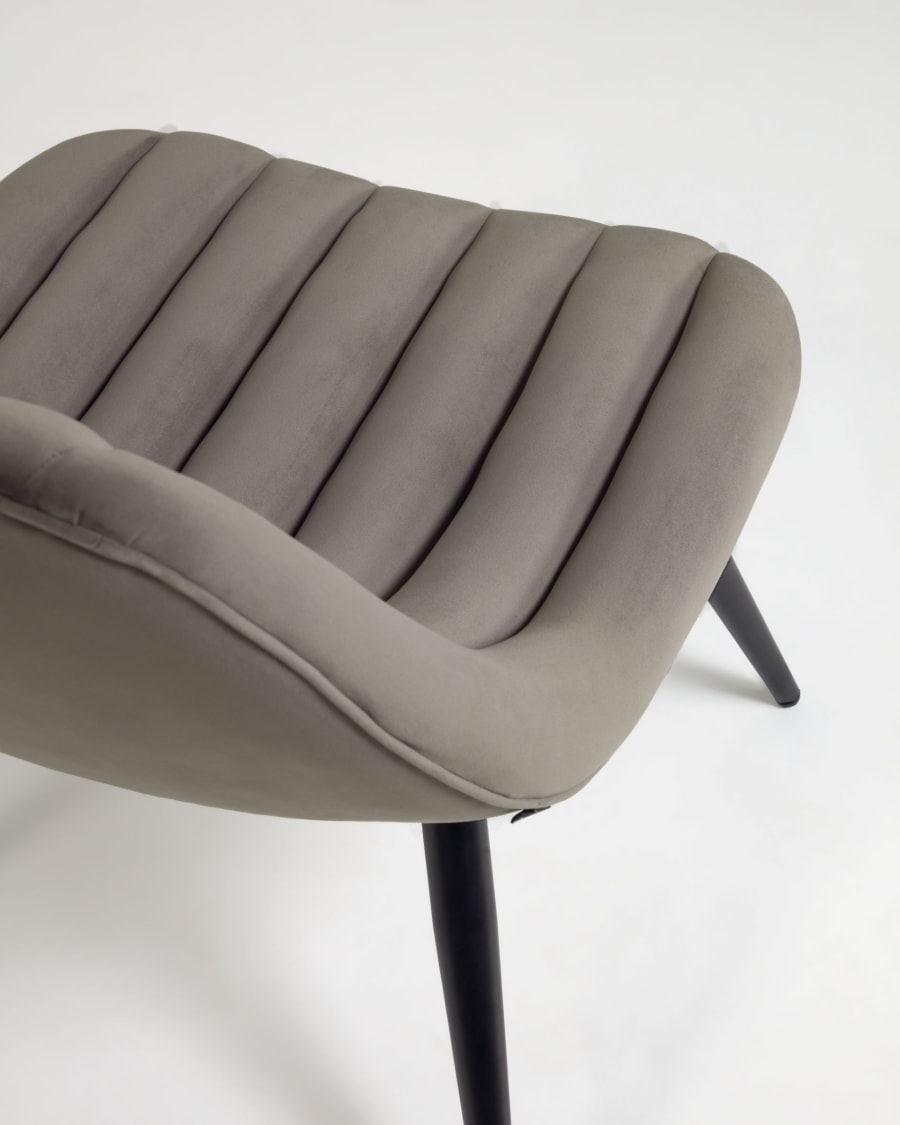 Marlene grey velvet chair with steel legs with black finish