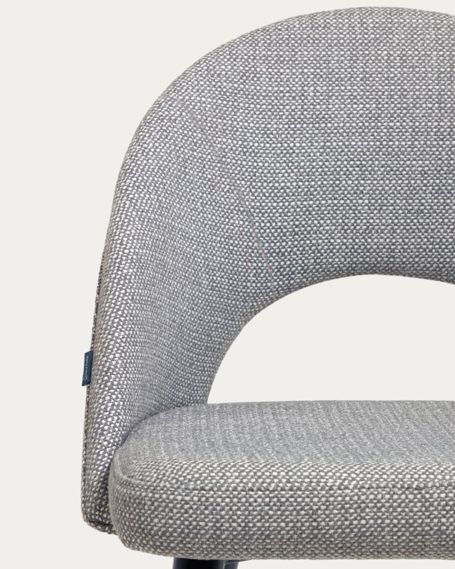 Grey Mael chair with steel legs with black finish FSC 100%