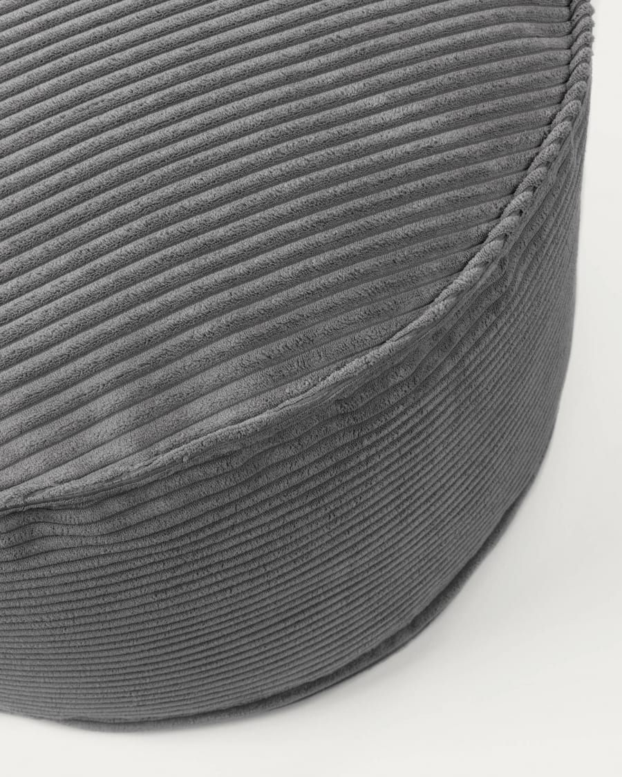 Wilma large pouffe in grey wide seam corduroy, Ø 70 cm