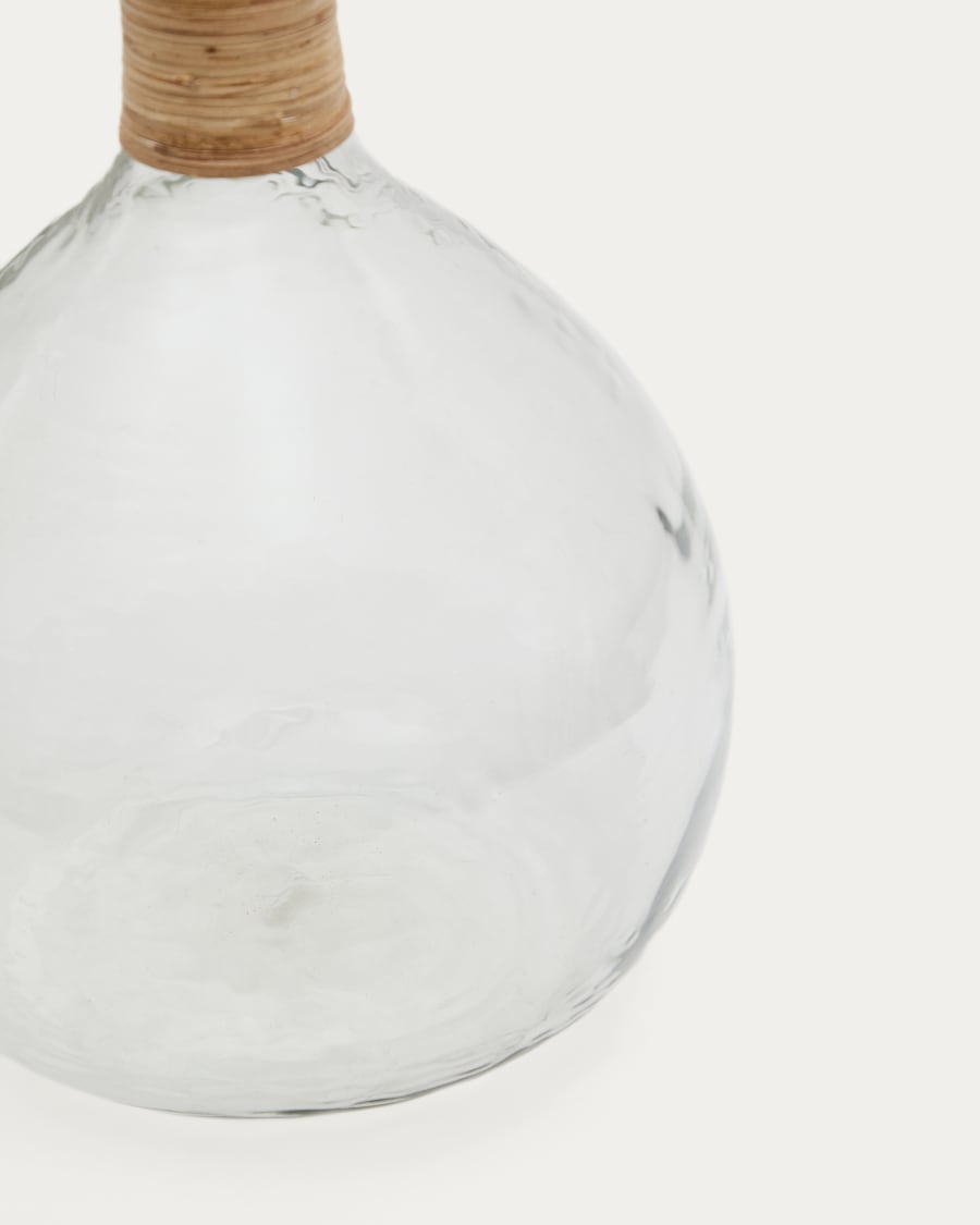 Serlina vase made of rattan and transparent recycled glass 37 cm