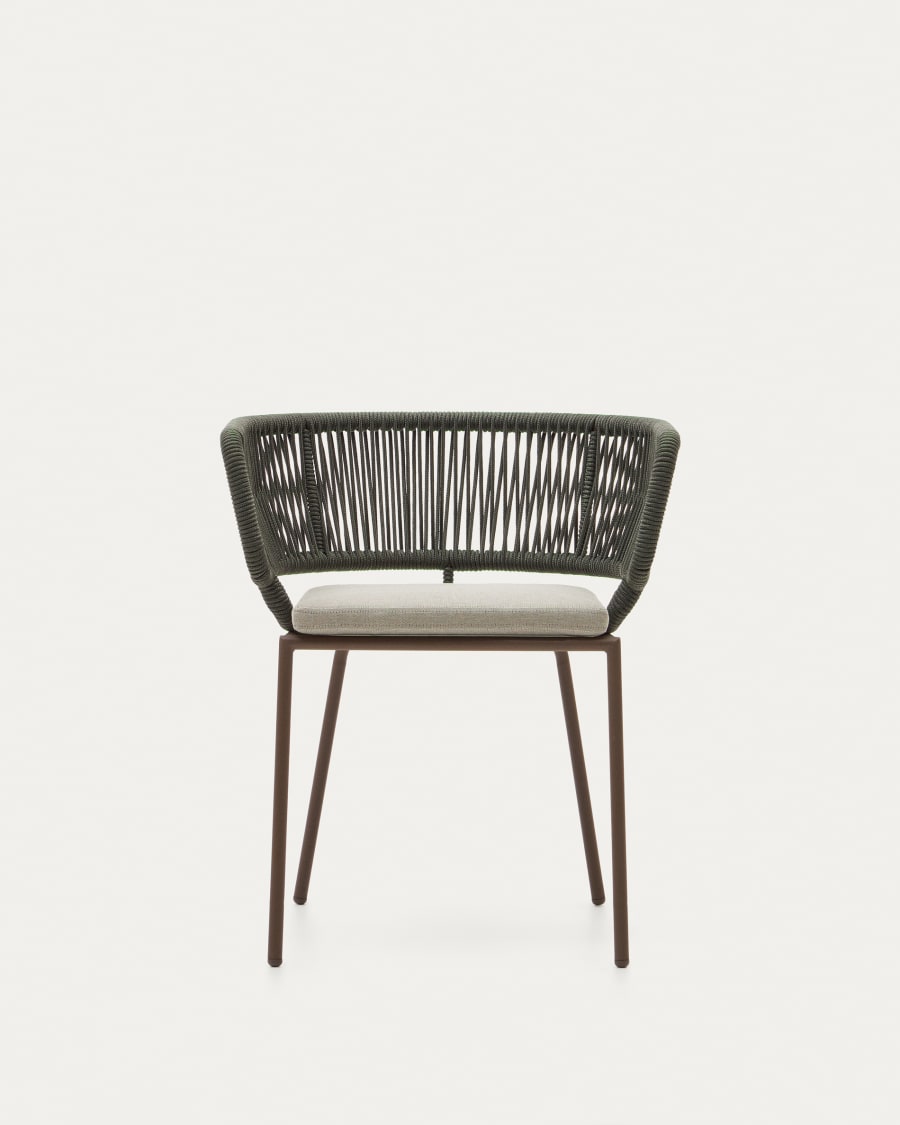 Nadin green cord chair with galvanised steel legs.