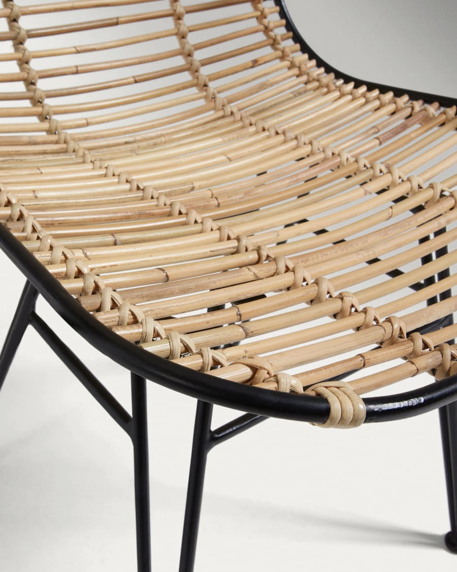 Chaise Tishana en rotin et acier noir