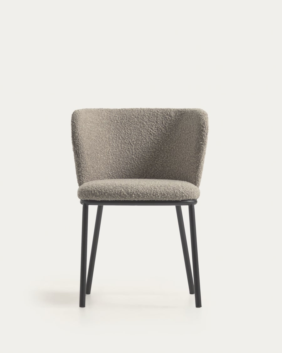 Ciselia chair with light grey bouclé and steel legs with black finish FSC Mix Credit
