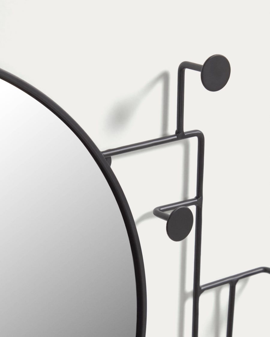 Vianela black mirror with hangers 70 x 51 cm