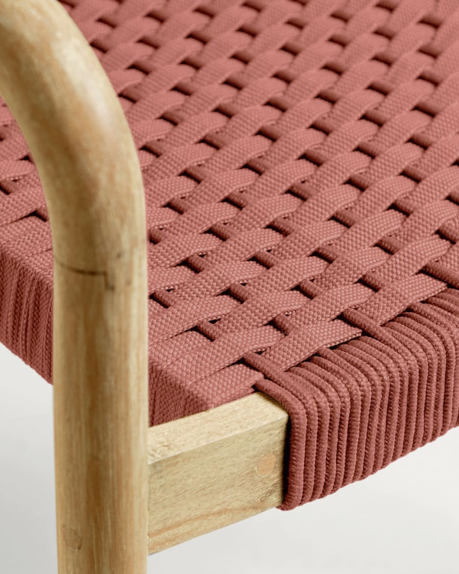 Sheryl stackable chair in solid eucalyptus and terracotta rope FSC 100%