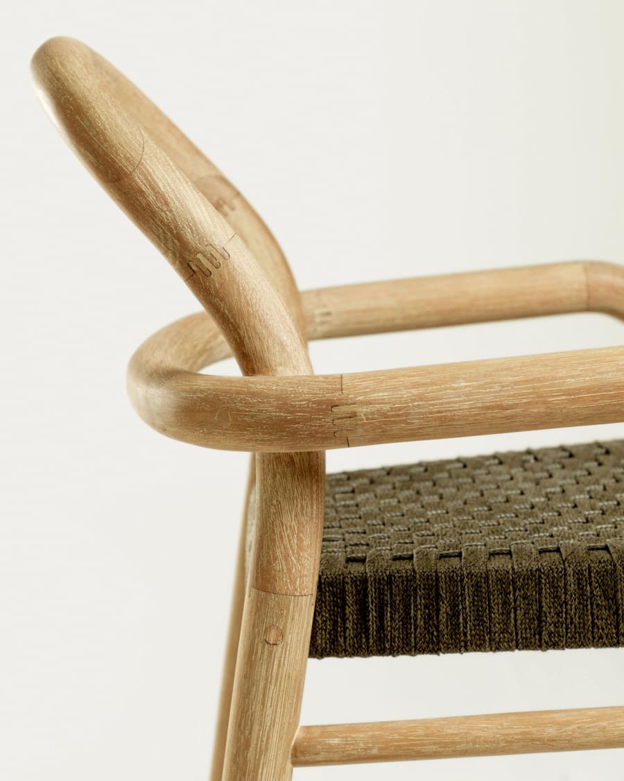 Sheryl stool made from solid eucalyptus and green cord 79 cm FSC 100%
