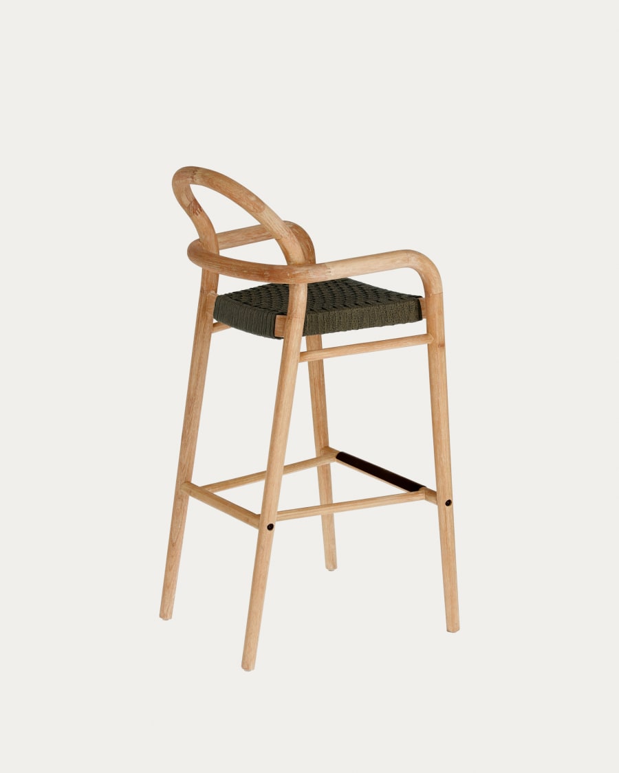 Sheryl stool made from solid eucalyptus and green cord 79 cm FSC 100%