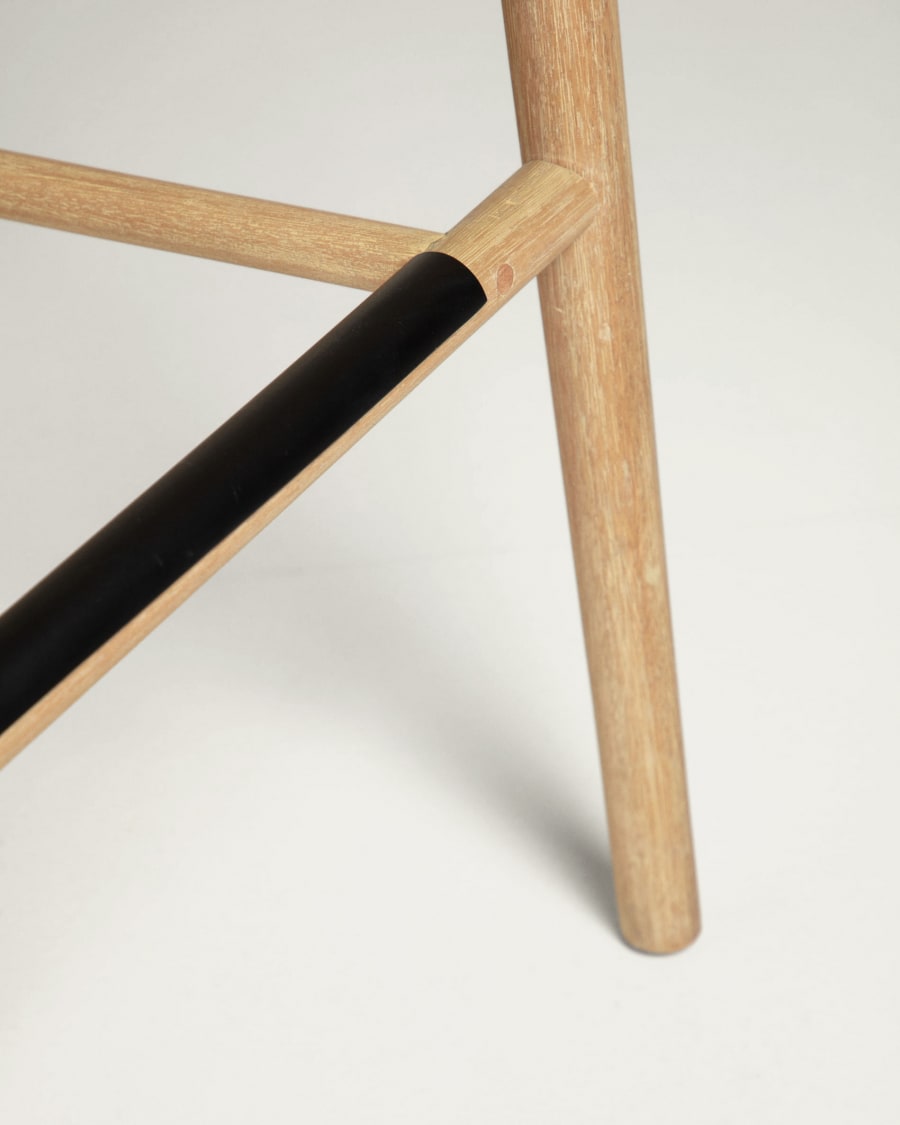 Sheryl stool made from solid eucalyptus and beige cord 79 cm FSC 100%