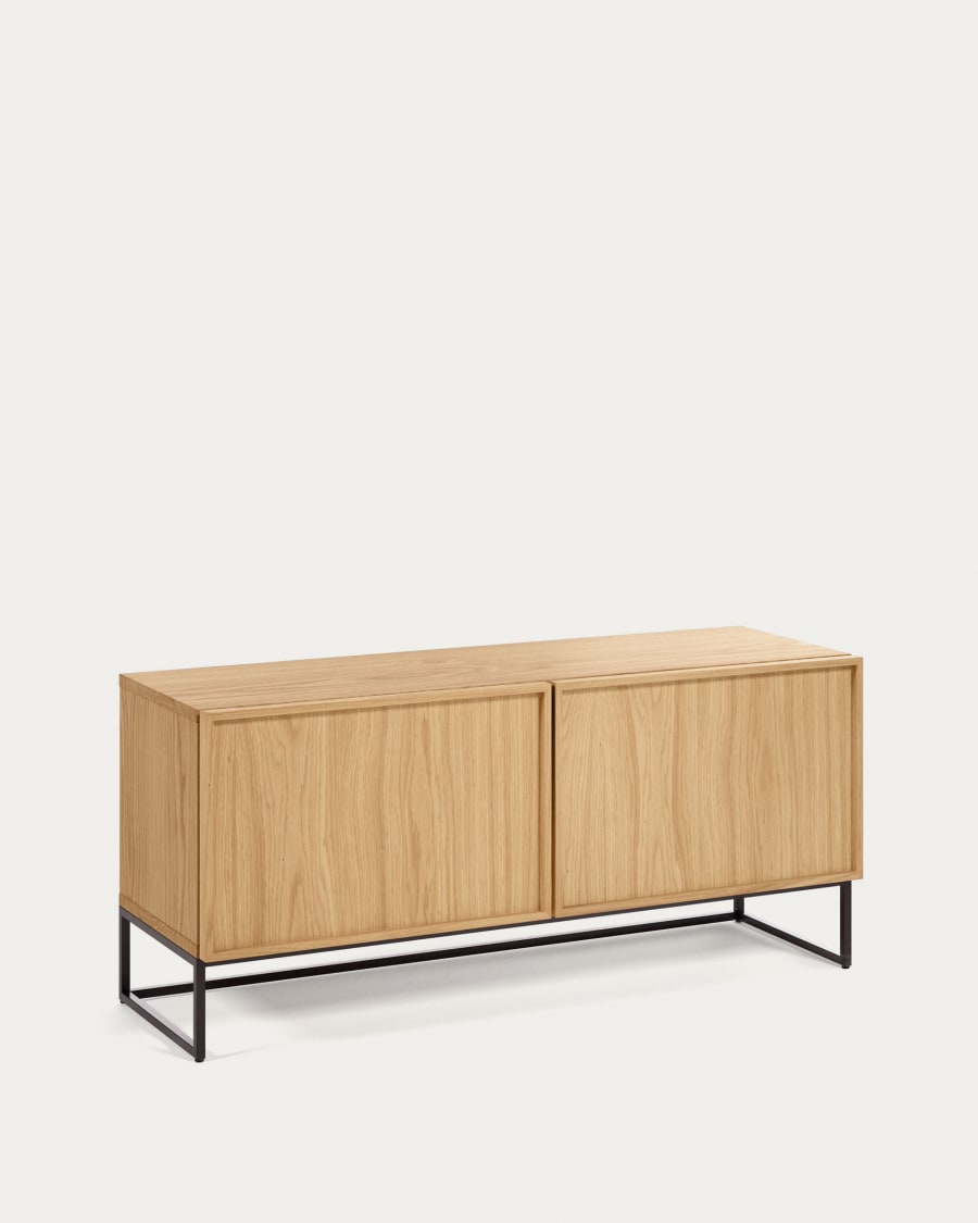 Black media shop cabinet with doors