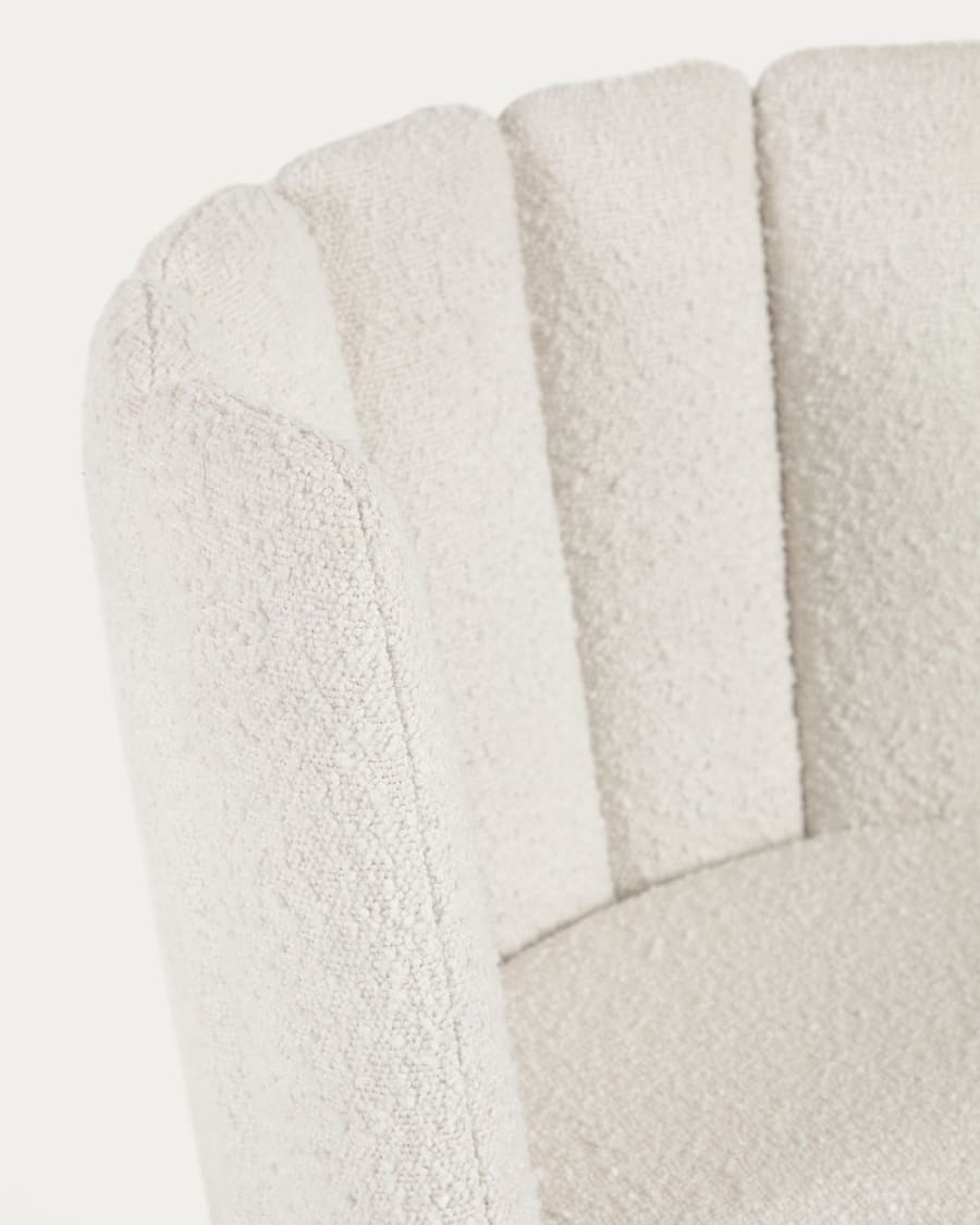 Aniela chair with white bouclé and metal legs with black finish