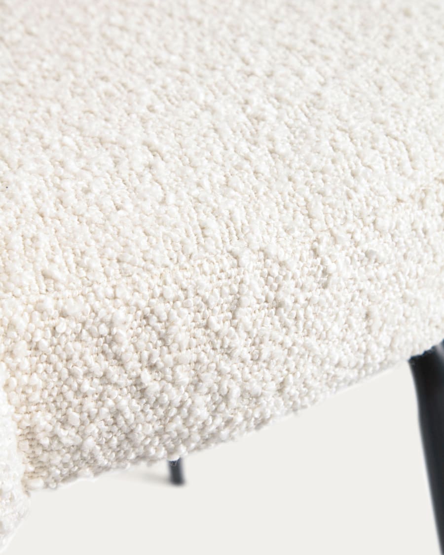 Aniela chair with white bouclé and metal legs with black finish