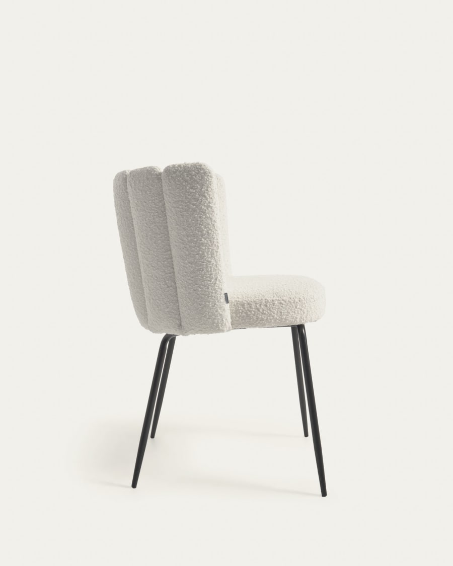 Aniela chair with white bouclé and metal legs with black finish