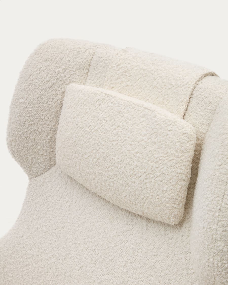 Zalina swivel armchair in white bouclé and steel with black finish FSC 100%