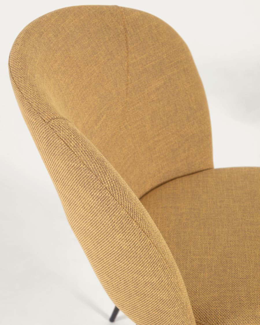 Anoha chair in mustard with metal legs with black finish