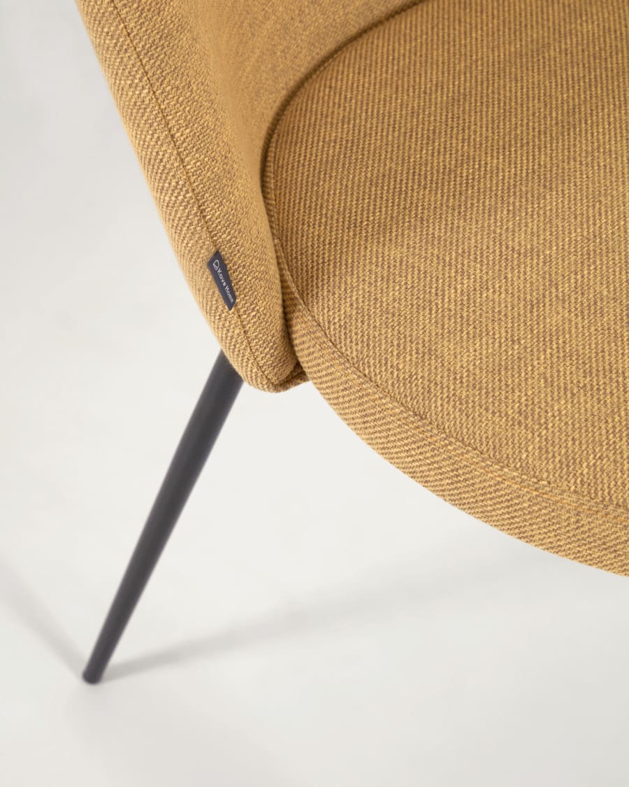 Anoha chair in mustard with metal legs with black finish