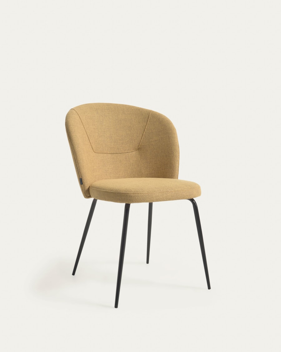 Anoha chair in mustard with metal legs with black finish