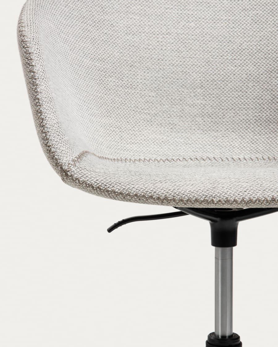 Yvette light grey office chair with steel legs in a black finish