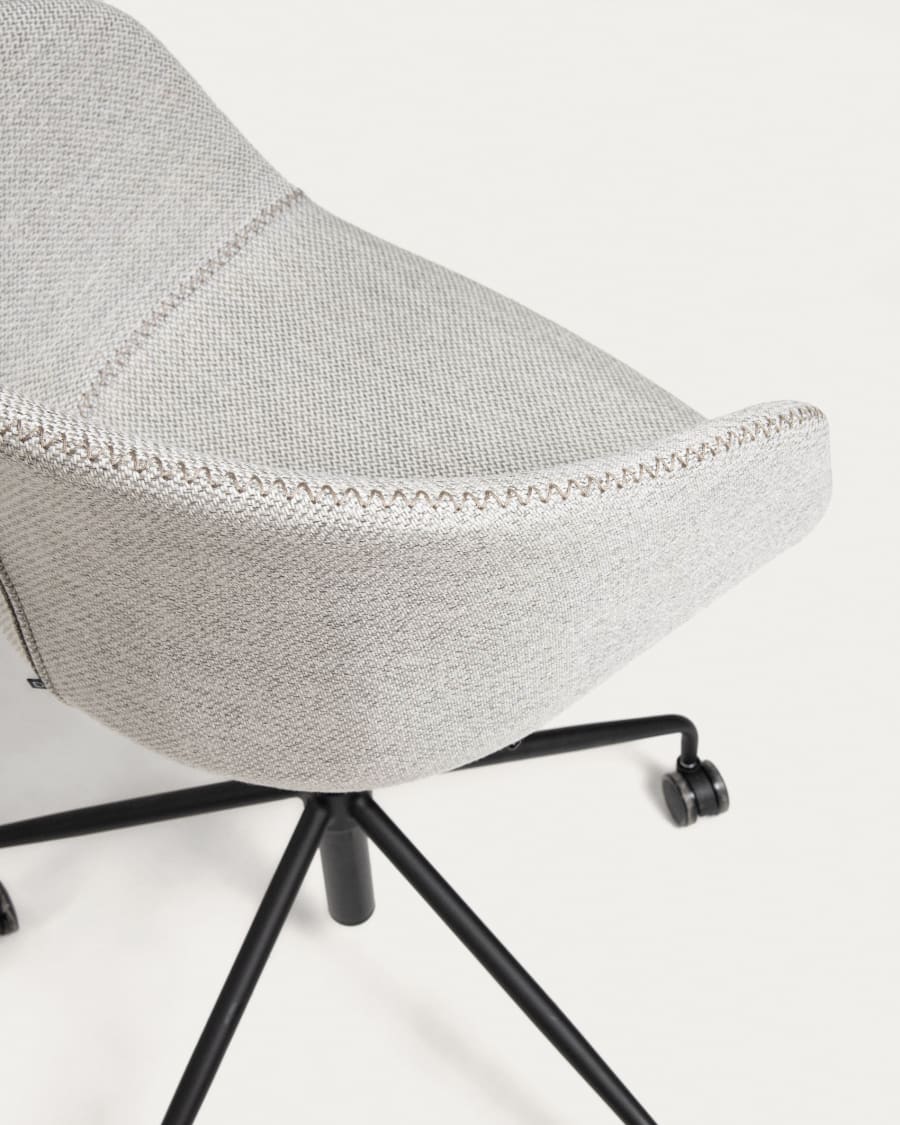 Yvette light grey office chair with steel legs in a black finish