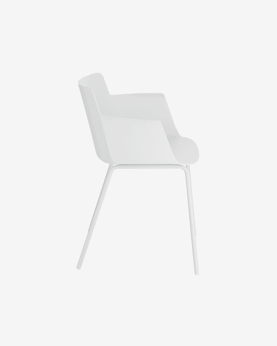 Outdoor Hannia white chair with armrests