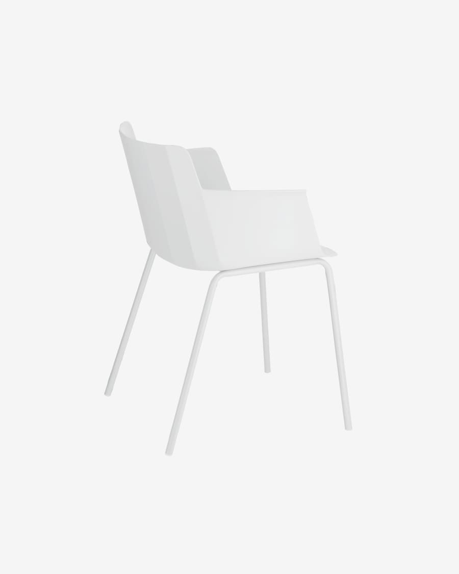 Outdoor Hannia white chair with armrests