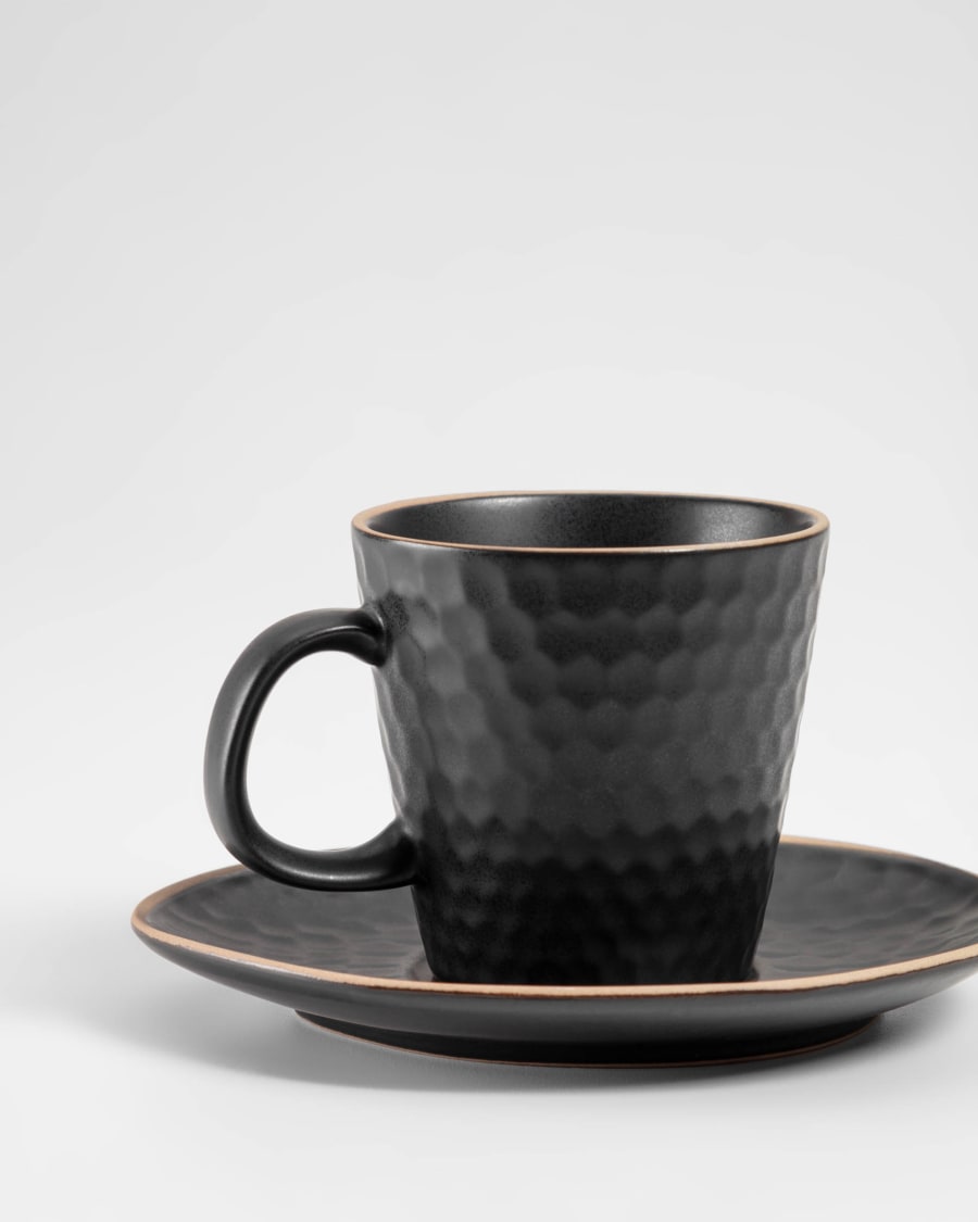 Κούπα καφέ και πιατάκι Manami, κεραμικό μαύρο