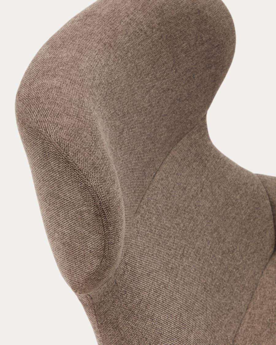 Belina chenille armchair in light brown and steel with black finish FSC 100%