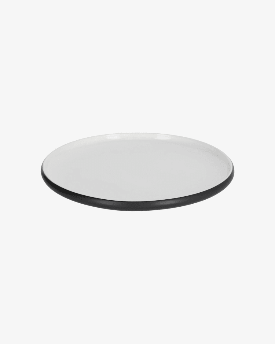 Sadashi flat porcelain plate in black and white