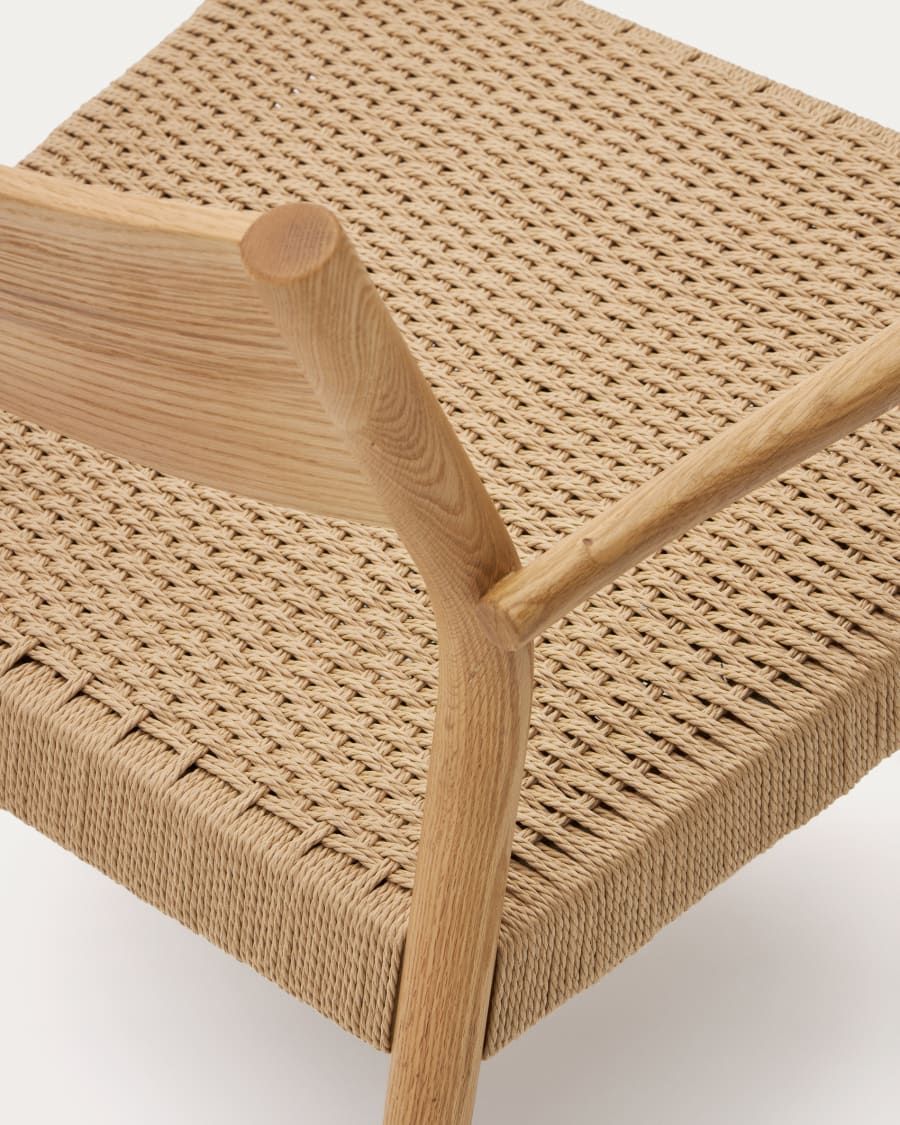 Yalia armchair in natural solid oak with  paper rope seat FSC 100%