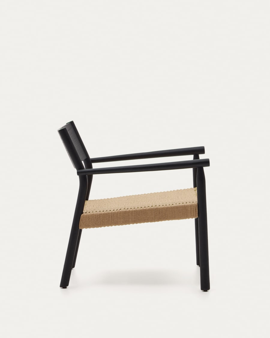 Yalia armchair in solid oak with a black finish and paper rope seat FSC 100%