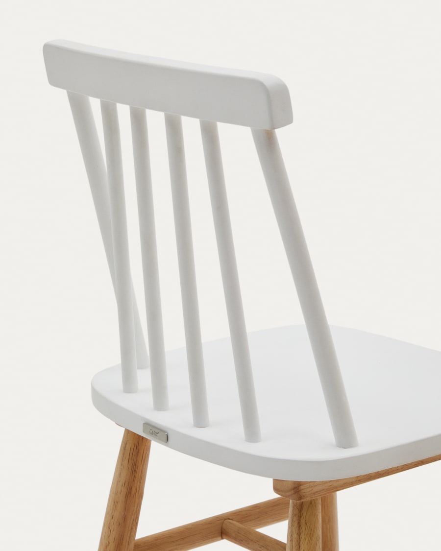 Tressia kids chair in solid rubber wood with white and natural finish