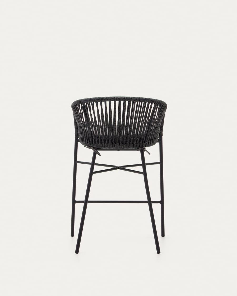 Yanet rope stool in black 65 cm in height