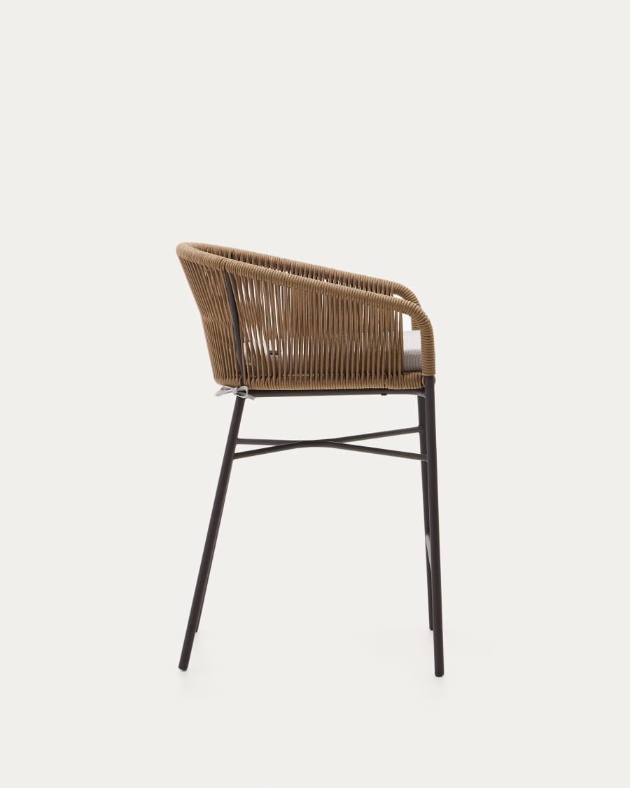Yanet rope stool in beige 65 cm in height