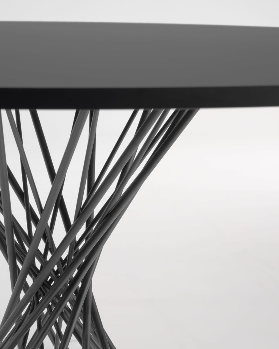 Niut round Ø 120 cm black laquered DM table with steel legs with black finish
